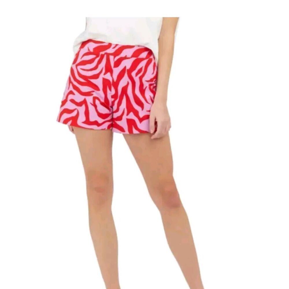 Spanx Polished On the Go True Red Zebra Print Shorts Size XL NWOT